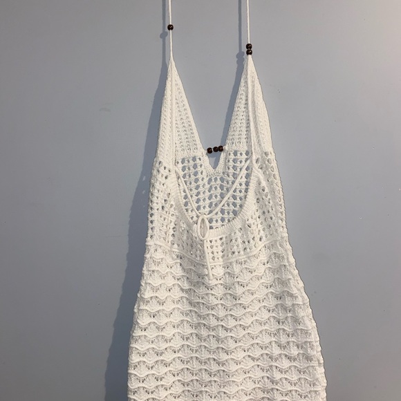 White Crochet Halter Dress - Picture 3 of 5